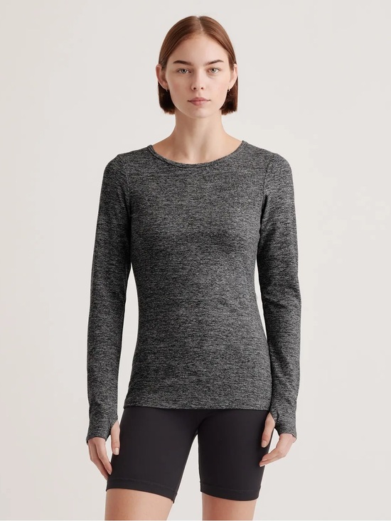 Quince Tops - Quince Ultra-Soft Fitted Long Sleeve Top in Heather Charcoal Small NWT